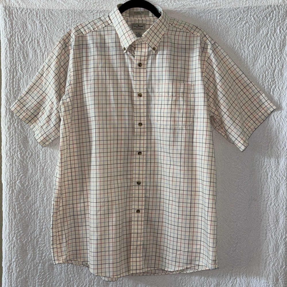 L.L. Bean Wrinkle-Free Traditional Fit Short-Sleeve Check Button Down Shirt